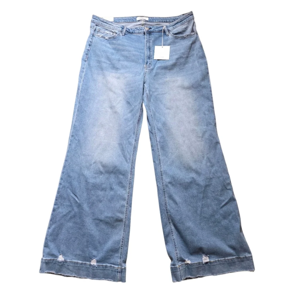 Lovervet by Vervet Adrian High Rise Wide Leg Light Wash Jeans NWT 24W - Picture 2 of 11